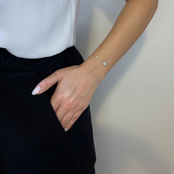 Βραχιόλι μάτι με ζιργκόν - ΚΙΤΡΙΝΟ, ΧΡΥΣΟΣ K9, ΓΥΑΛΙΣΤΕΡΟ, ΖΙΡΓΚΟΝ, LIGHT BLUE, ΖΙΡΓΚΟΝ, WHITE - 2