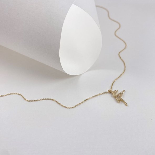 Κολιέ μπαλαρίνα με ζιργκόν - ΚΙΤΡΙΝΟ, ΧΡΥΣΟΣ K9, ΓΥΑΛΙΣΤΕΡΟ, ΖΙΡΓΚΟΝ, WHITE