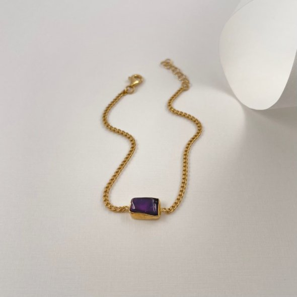 Βραχιόλι με αμέθυστο  - ΚΙΤΡΙΝΟ, ΑΣΗΜΙ, ΓΥΑΛΙΣΤΕΡΟ, ΑΜΕΘΥΣΤΟΣ, PURPLE