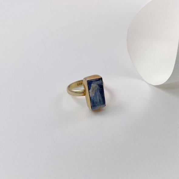 Δαχτυλίδι με κυανίτη - ΚΙΤΡΙΝΟ, ΑΣΗΜΙ, ΓΥΑΛΙΣΤΕΡΟ, CYAN, BLUE, 53 - 1