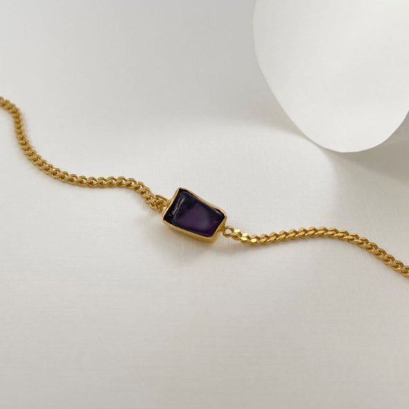 Βραχιόλι με αμέθυστο  - ΚΙΤΡΙΝΟ, ΑΣΗΜΙ, ΓΥΑΛΙΣΤΕΡΟ, ΑΜΕΘΥΣΤΟΣ, PURPLE - 1