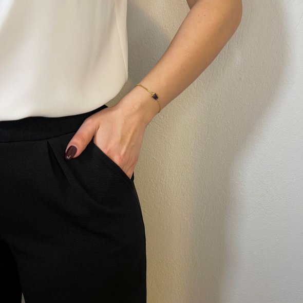 Βραχιόλι με αμέθυστο  - ΚΙΤΡΙΝΟ, ΑΣΗΜΙ, ΓΥΑΛΙΣΤΕΡΟ, ΑΜΕΘΥΣΤΟΣ, PURPLE - 2