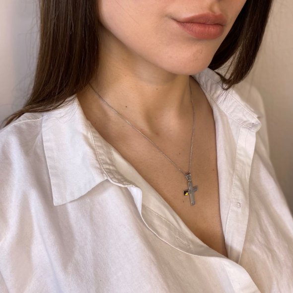 Σταυρός λευκόχρυσος  - ΛΕΥΚΟ, ΧΡΥΣΟΣ K14, ΜΑΤ-ΓΥΑΛΙΣΤΕΡΟ - 3