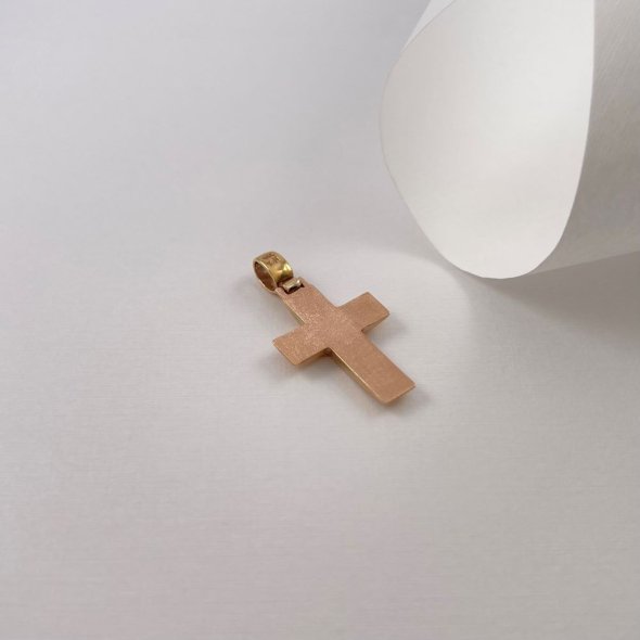 Σταυρός χρυσός - ΡΟΖ, ΧΡΥΣΟΣ K14, ΓΥΑΛΙΣΤΕΡΟ - 1