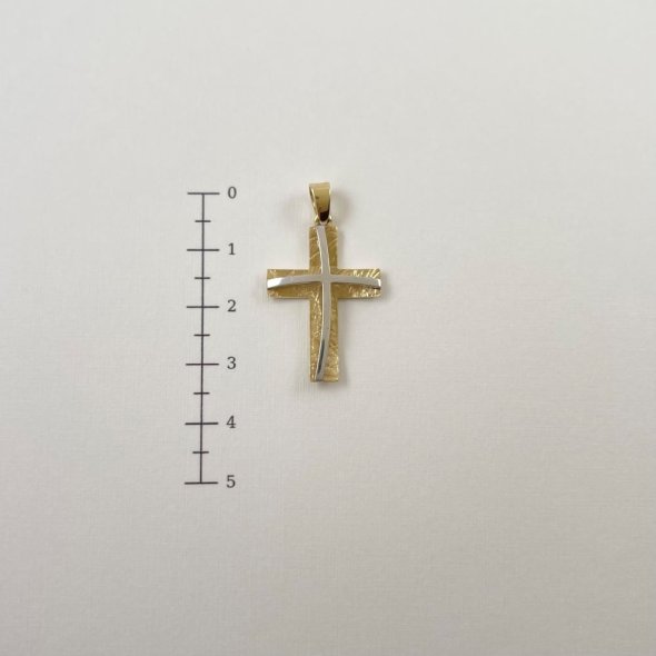Σταυρός δίχρωμος  - ΚΙΤΡΙΝΟ-ΛΕΥΚΟ, ΧΡΥΣΟΣ K14, ΜΑΤ-ΓΥΑΛΙΣΤΕΡΟ - 2