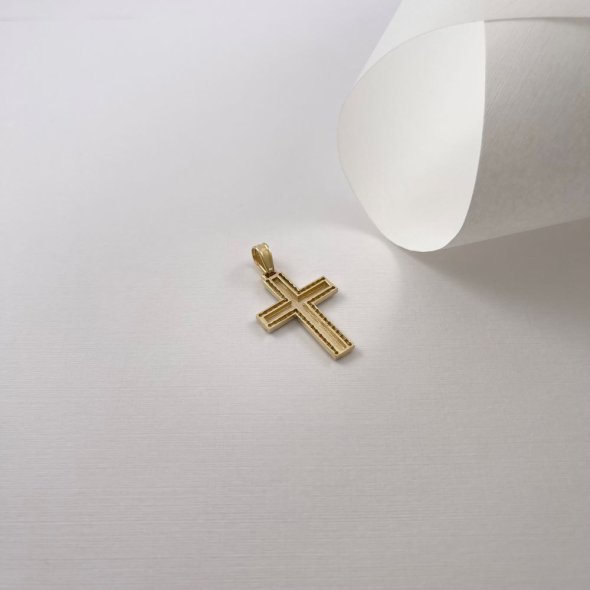 Σταυρός δίχρωμος με ζιργκόν - ΚΙΤΡΙΝΟ-ΛΕΥΚΟ, ΧΡΥΣΟΣ K14, ΜΑΤ, ΖΙΡΓΚΟΝ, WHITE - 1