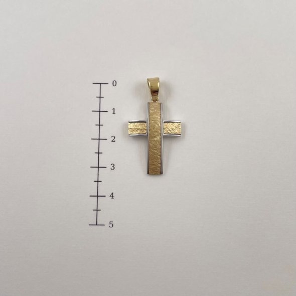 Σταυρός δίχρωμος  - ΚΙΤΡΙΝΟ-ΛΕΥΚΟ, ΧΡΥΣΟΣ K14, ΜΑΤ-ΓΥΑΛΙΣΤΕΡΟ - 2