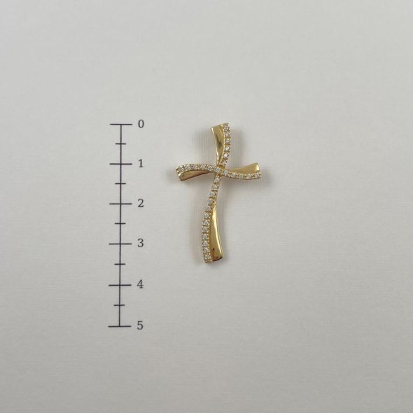 Σταυρός χρυσός με ζιργκόν - ΚΙΤΡΙΝΟ, ΧΡΥΣΟΣ K14, ΓΥΑΛΙΣΤΕΡΟ, ΖΙΡΓΚΟΝ, WHITE - 1