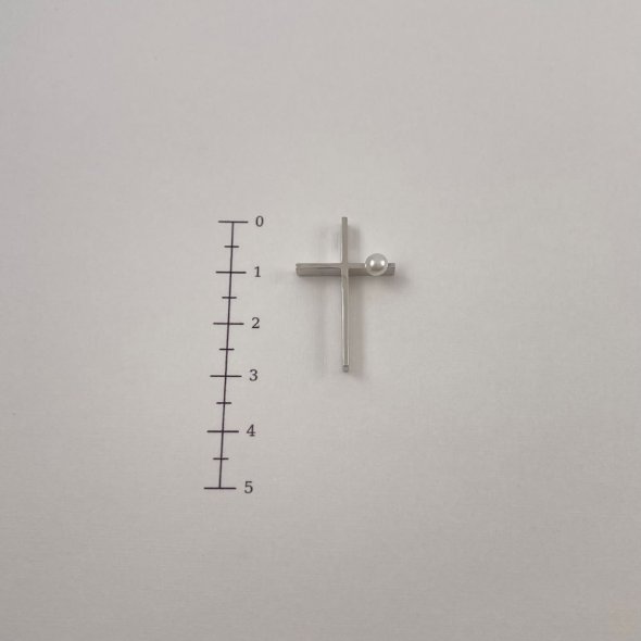 Σταυρός με μαργαριτάρι - ΛΕΥΚΟ, ΧΡΥΣΟΣ K14, ΓΥΑΛΙΣΤΕΡΟ, ΜΑΡΓΑΡΙΤΑΡΙ, WHITE - 1