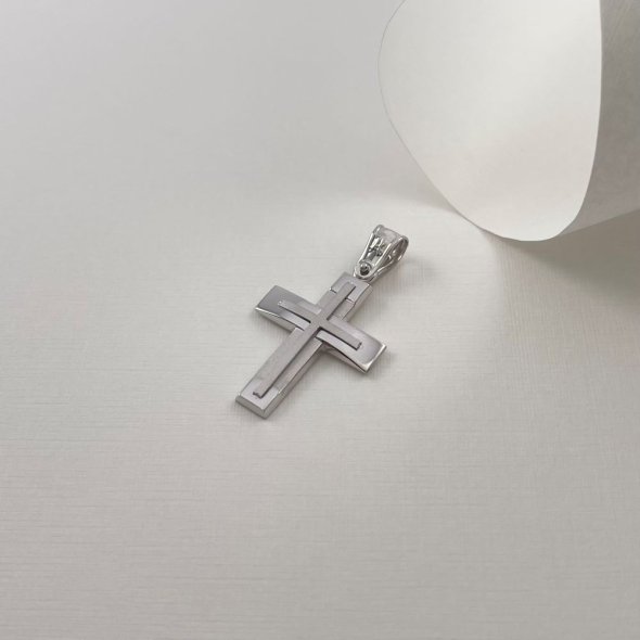 Σταυρός λευκόχρυσος  - ΛΕΥΚΟ, ΧΡΥΣΟΣ K14, ΜΑΤ-ΓΥΑΛΙΣΤΕΡΟ