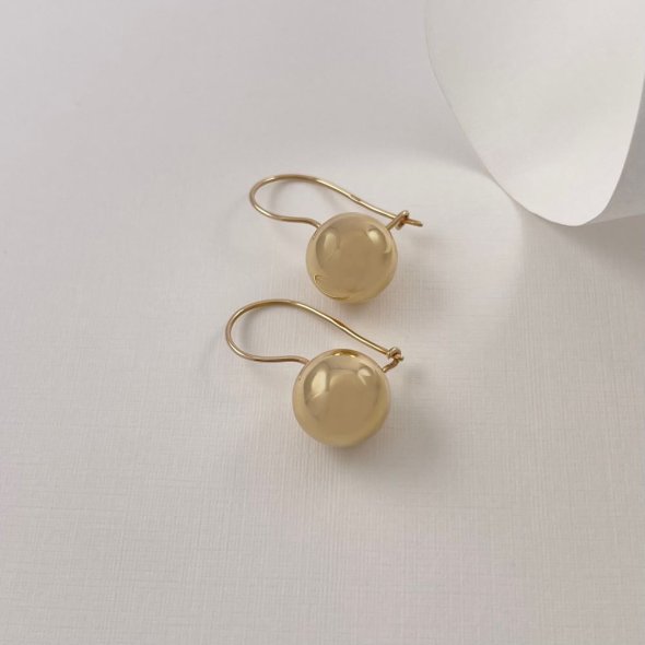 Κρεμαστά σκουλαρίκια σφαίρες - ΚΙΤΡΙΝΟ, ΧΡΥΣΟΣ K14, ΓΥΑΛΙΣΤΕΡΟ - 1