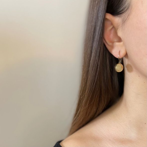 Κρεμαστά σκουλαρίκια σφαίρες - ΚΙΤΡΙΝΟ, ΧΡΥΣΟΣ K14, ΓΥΑΛΙΣΤΕΡΟ - 2