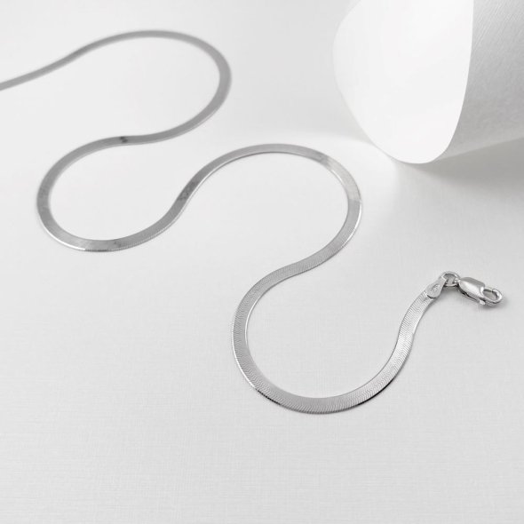 Κολιέ αλυσίδα snake - ΛΕΥΚΟ, ΑΣΗΜΙ, ΓΥΑΛΙΣΤΕΡΟ, 46cm