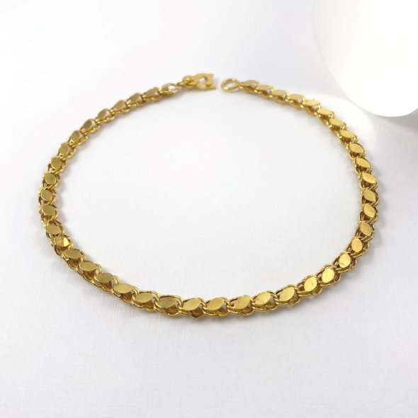 Βραχιόλι αλυσίδα ρετρό - ΚΙΤΡΙΝΟ, ΧΡΥΣΟΣ K14, ΓΥΑΛΙΣΤΕΡΟ