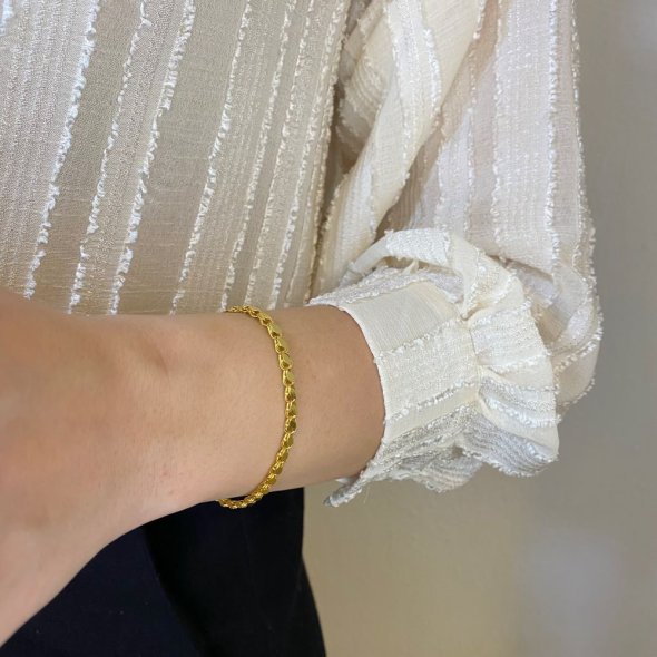 Βραχιόλι αλυσίδα ρετρό - ΚΙΤΡΙΝΟ, ΧΡΥΣΟΣ K14, ΓΥΑΛΙΣΤΕΡΟ - 1