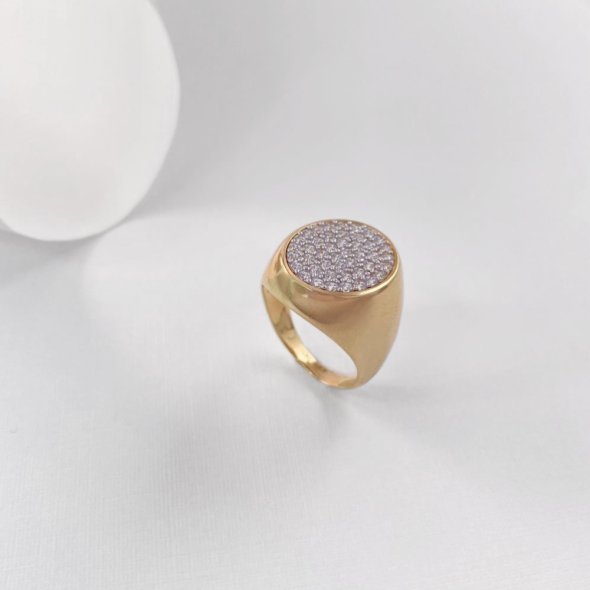 Δαχτυλίδι Chevalier με ζιργκόν - ΚΙΤΡΙΝΟ, ΧΡΥΣΟΣ K14, ΓΥΑΛΙΣΤΕΡΟ, ΖΙΡΓΚΟΝ, WHITE, 50