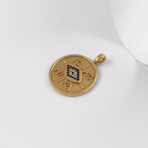 Μενταγιόν Κωνσταντινάτο - Φλουρί - ΚΙΤΡΙΝΟ, ΑΣΗΜΙ, ΜΑΤ-ΓΥΑΛΙΣΤΕΡΟ, ΖΙΡΓΚΟΝ, BLACK, ΖΙΡΓΚΟΝ, WHITE