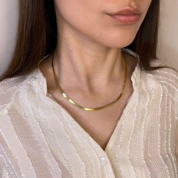 Κολιέ αλυσίδα snake - ΚΙΤΡΙΝΟ, ΓΥΑΛΙΣΤΕΡΟ, 50cm - 2