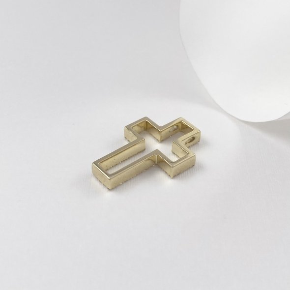 Σταυρός διπλής όψης διάτρητος με ζιργκόν - ΚΙΤΡΙΝΟ, ΧΡΥΣΟΣ K14, ΓΥΑΛΙΣΤΕΡΟ, ΖΙΡΓΚΟΝ, WHITE - 1