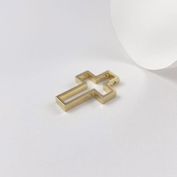 Σταύρος διάτρητος με ζιργκόν - ΚΙΤΡΙΝΟ, ΧΡΥΣΟΣ K14, ΓΥΑΛΙΣΤΕΡΟ - 1