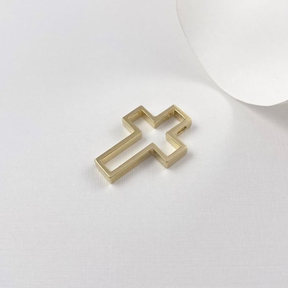 Σταύρος διάτρητος με ζιργκόν - ΚΙΤΡΙΝΟ, ΧΡΥΣΟΣ K14, ΓΥΑΛΙΣΤΕΡΟ