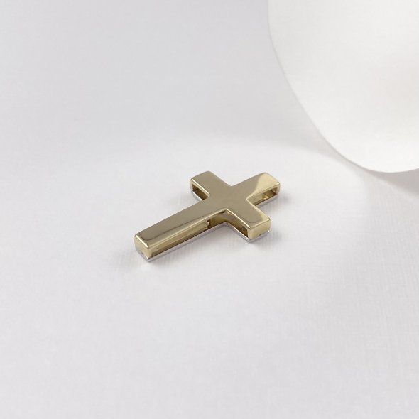 Σταυρός διπλής όψης  - ΚΙΤΡΙΝΟ-ΛΕΥΚΟ, ΧΡΥΣΟΣ K14, ΓΥΑΛΙΣΤΕΡΟ