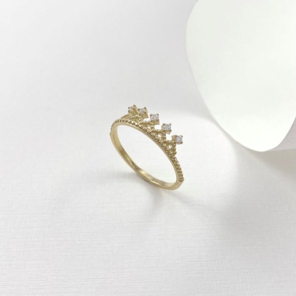 Δαχτυλίδι "κορώνα" με ζιρκγόν - ΚΙΤΡΙΝΟ, ΧΡΥΣΟΣ K9, ΓΥΑΛΙΣΤΕΡΟ, ΖΙΡΓΚΟΝ, WHITE, 54