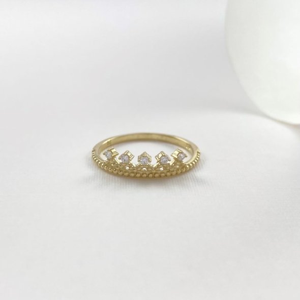 Δαχτυλίδι "κορώνα" με ζιρκγόν - ΚΙΤΡΙΝΟ, ΧΡΥΣΟΣ K9, ΓΥΑΛΙΣΤΕΡΟ, ΖΙΡΓΚΟΝ, WHITE, 54 - 1