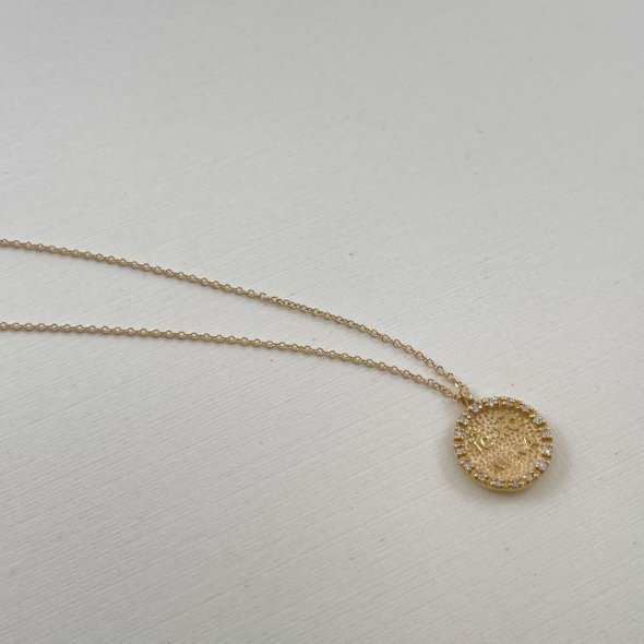 Κολιέ κωνσταντινάτο με διαμάντι - ΚΙΤΡΙΝΟ, ΧΡΥΣΟΣ K14, ΔΙΑΜΑΝΤΙ, WHITE - 1