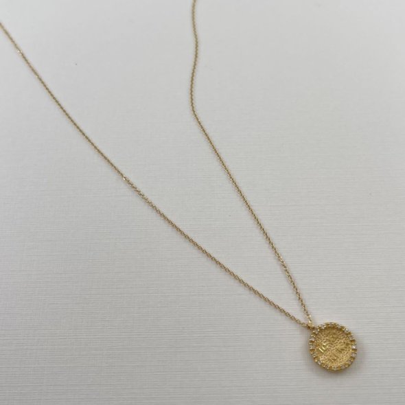 Κολιέ κωνσταντινάτο με διαμάντι - ΚΙΤΡΙΝΟ, ΧΡΥΣΟΣ K14, ΔΙΑΜΑΝΤΙ, WHITE