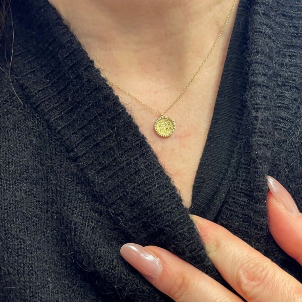 Κολιέ κωνσταντινάτο με διαμάντι - ΚΙΤΡΙΝΟ, ΧΡΥΣΟΣ K14, ΔΙΑΜΑΝΤΙ, WHITE - 2