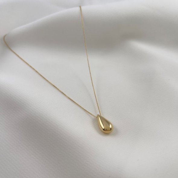 Κολιέ σταγόνα - ΚΙΤΡΙΝΟ, ΧΡΥΣΟΣ K14, ΓΥΑΛΙΣΤΕΡΟ