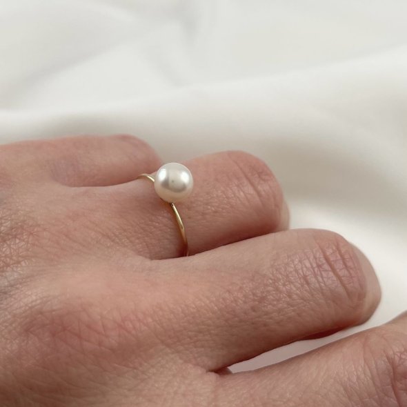 Δαχτυλίδι με μαργαριτάρι - ΚΙΤΡΙΝΟ, ΧΡΥΣΟΣ K14, ΜΑΡΓΑΡΙΤΑΡΙ, WHITE - 1