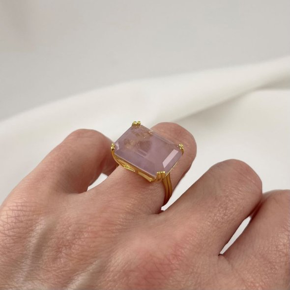 Δαχτυλίδι με ροζ πέτρα - ΚΙΤΡΙΝΟ, ΑΣΗΜΙ, ΖΙΡΓΚΟΝ, PINK - 1