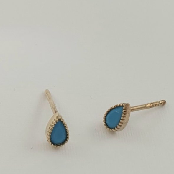 Σκουλαρίκια χρυσά με λίθο Τιρκουάζ  - ΚΙΤΡΙΝΟ, ΧΡΥΣΟΣ K9, ΤΙΡΚΟΥΑΖ, TURQUOISE