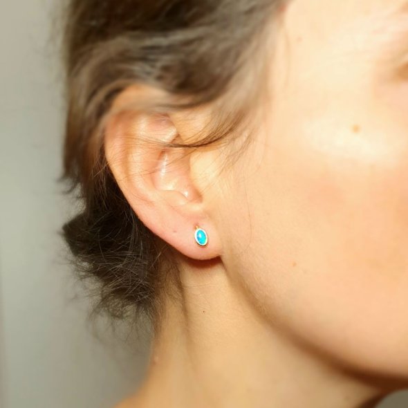 Σκουλαρίκια χρυσά με μπλε Ζιργκον - ΚΙΤΡΙΝΟ, ΧΡΥΣΟΣ K9, ΖΙΡΓΚΟΝ, BLUE - 2