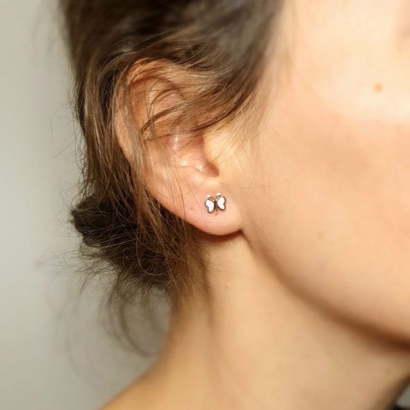 Σκουλαρίκια με Σμάλτο πεταλούδες - ΚΙΤΡΙΝΟ, ΧΡΥΣΟΣ K9, ΣΜΑΛΤΟ, PINK - 1