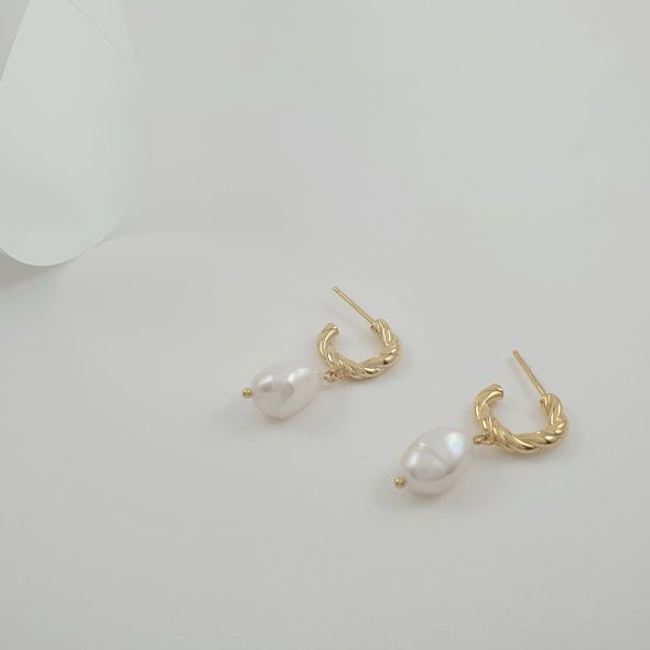 Σκουλαρίκια κρεμαστά κρίκοι με Μαργαριτάρια - ΚΙΤΡΙΝΟ, ΑΣΗΜΙ, ΜΑΡΓΑΡΙΤΑΡΙ, WHITE