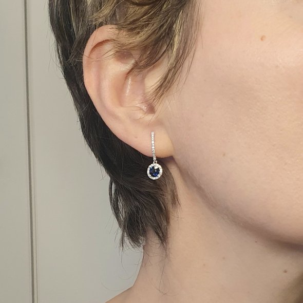 Σκουλαρίκια κρεμαστά με διαμάντια & ζαφείρι - ΛΕΥΚΟ, ΧΡΥΣΟΣ K18, ΖΑΦΕΙΡΙ, BLUE, ΔΙΑΜΑΝΤΙ, WHITE, 0,30 - 2