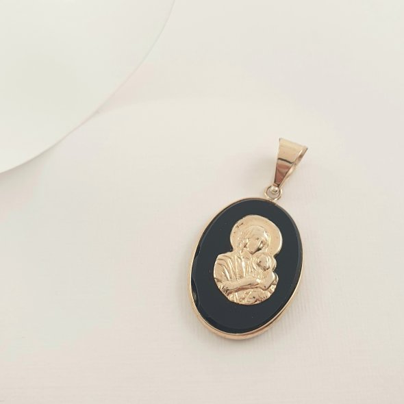 Μενταγιόν Κωνσταντινάτο Παναγία - ΚΙΤΡΙΝΟ, ΧΡΥΣΟΣ K9, ΜΟΥΡΑΝΟ, BLACK