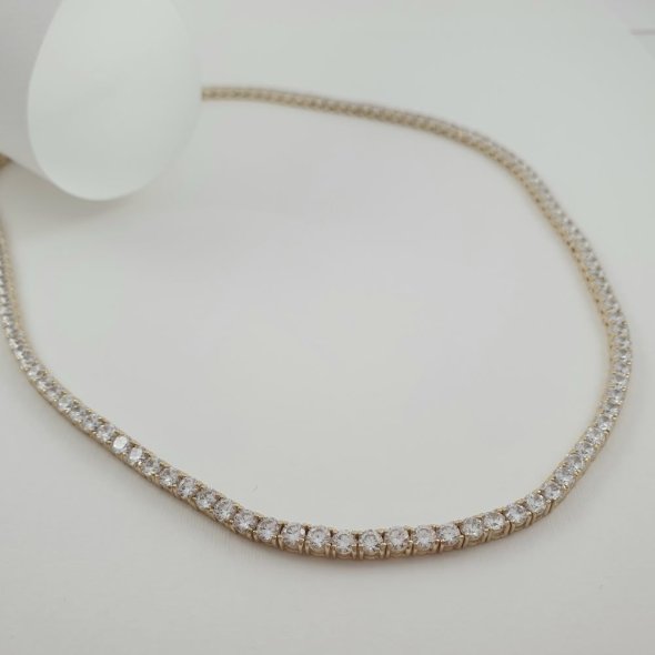 Κολιέ ριβιέρα με λευκά Ζιργκον - ΛΕΥΚΟ, ΑΣΗΜΙ, ΖΙΡΓΚΟΝ, WHITE - 2