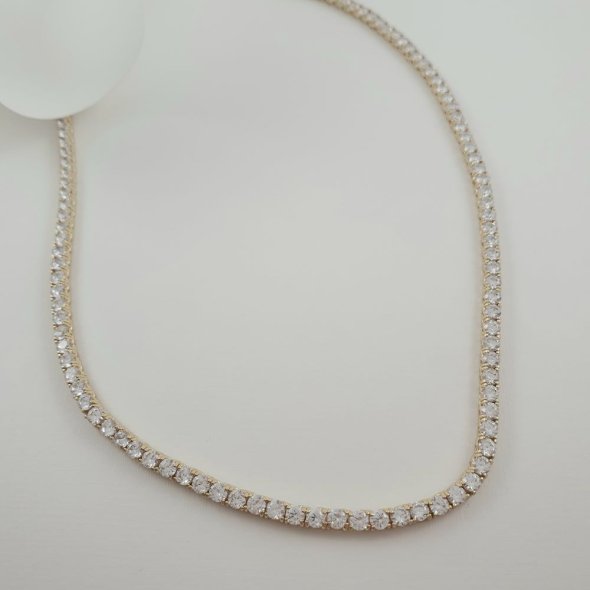 Κολιέ ριβιέρα με λευκά Ζιργκον - ΛΕΥΚΟ, ΑΣΗΜΙ, ΖΙΡΓΚΟΝ, WHITE