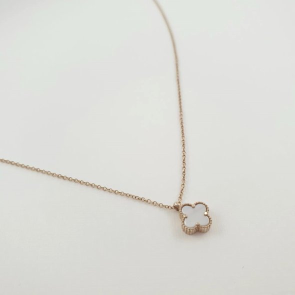 Κολιέ κοντό με σταυρουδάκι από Φίλντισι - ΚΙΤΡΙΝΟ, ΧΡΥΣΟΣ K9, MOTHER OF PEARL, WHITE - 1