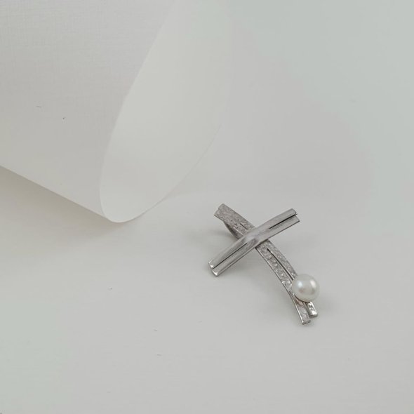 Σταυρός λευκόχρυσος με Μαργαριτάρι - ΛΕΥΚΟ, ΧΡΥΣΟΣ K14, ΜΑΡΓΑΡΙΤΑΡΙ, WHITE - 1