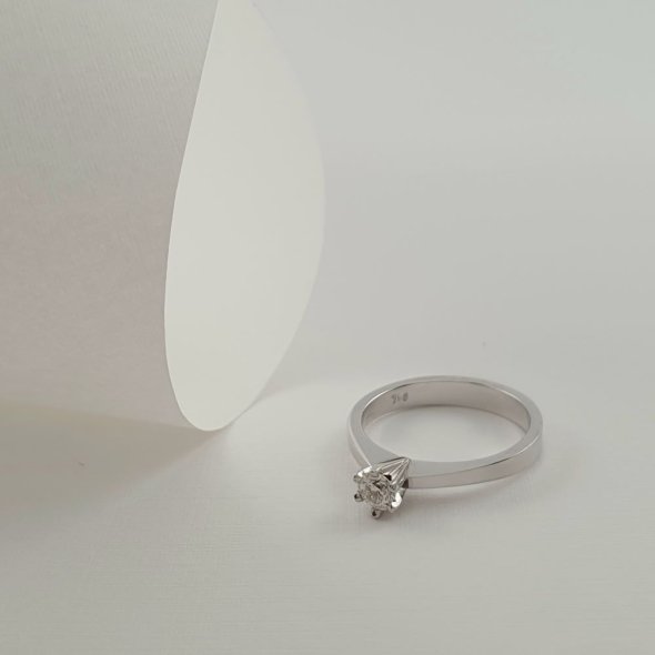 Δαχτυλίδι μονόπετρο από λευκόχρυσο με Ζιργκον - ΛΕΥΚΟ, ΧΡΥΣΟΣ K14, ΖΙΡΓΚΟΝ, WHITE - 1