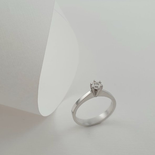 Δαχτυλίδι μονόπετρο από λευκόχρυσο με Ζιργκον - ΛΕΥΚΟ, ΧΡΥΣΟΣ K14, ΖΙΡΓΚΟΝ, WHITE