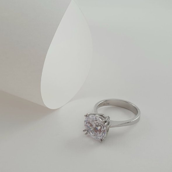 Δαχτυλίδι μονόπετρο από λευκόχρυσο με Ζιργκον - ΛΕΥΚΟ, ΧΡΥΣΟΣ K14, ΖΙΡΓΚΟΝ, WHITE - 1