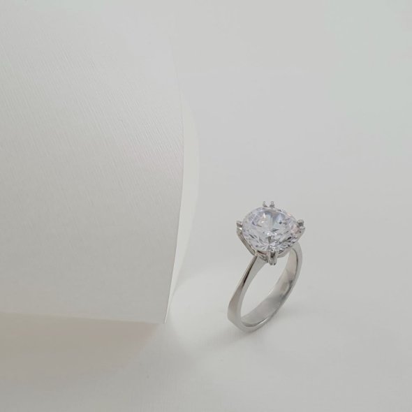 Δαχτυλίδι μονόπετρο από λευκόχρυσο με Ζιργκον - ΛΕΥΚΟ, ΧΡΥΣΟΣ K14, ΖΙΡΓΚΟΝ, WHITE