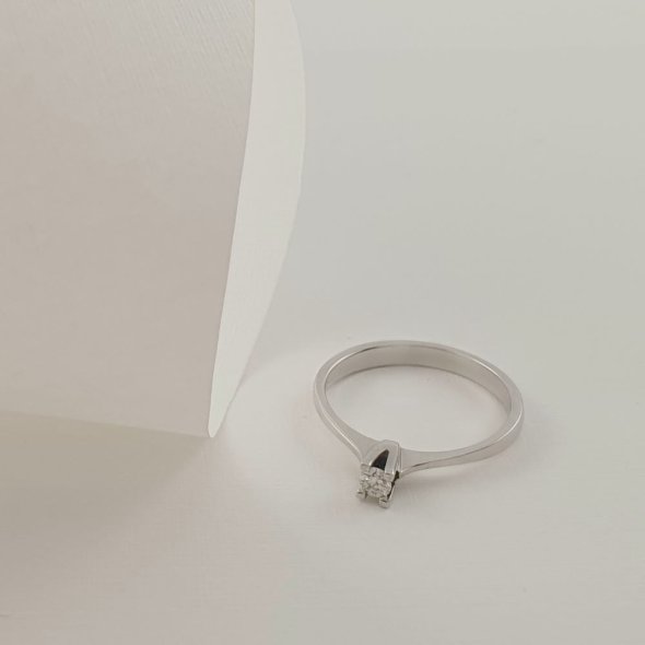 Δαχτυλίδι μονόπετρο από λευκόχρυσο με διαμάντι - ΛΕΥΚΟ, ΧΡΥΣΟΣ K18, ΔΙΑΜΑΝΤΙ, G, 0,10, VS - 1