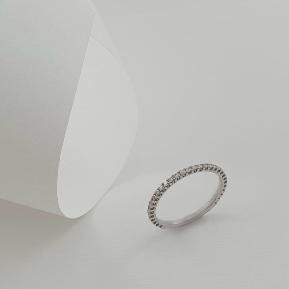 Δαχτυλίδι σειρέ από λευκόχρυσο με διαμάντια - ΛΕΥΚΟ, ΧΡΥΣΟΣ K18, ΔΙΑΜΑΝΤΙ, G, 0,329, VS